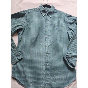 Ralph Lauren Classic Fit Button Up Shirt Mens 16L Green Blue Multi Long Sleeve
